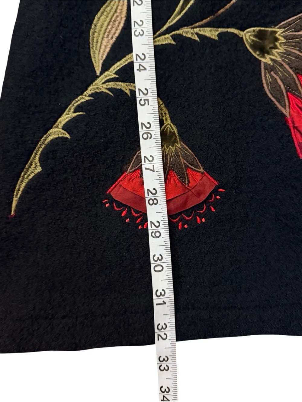 Gorgeous Statement Floral Embroidered Covelo Art Wear Black Wool Coat 🌹 Sz L - Picture 16 of 16